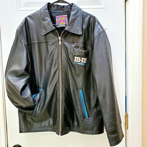 Vintage M & M Planet Mars 1999 Blk Leather Jacket - Picture 1 of 6